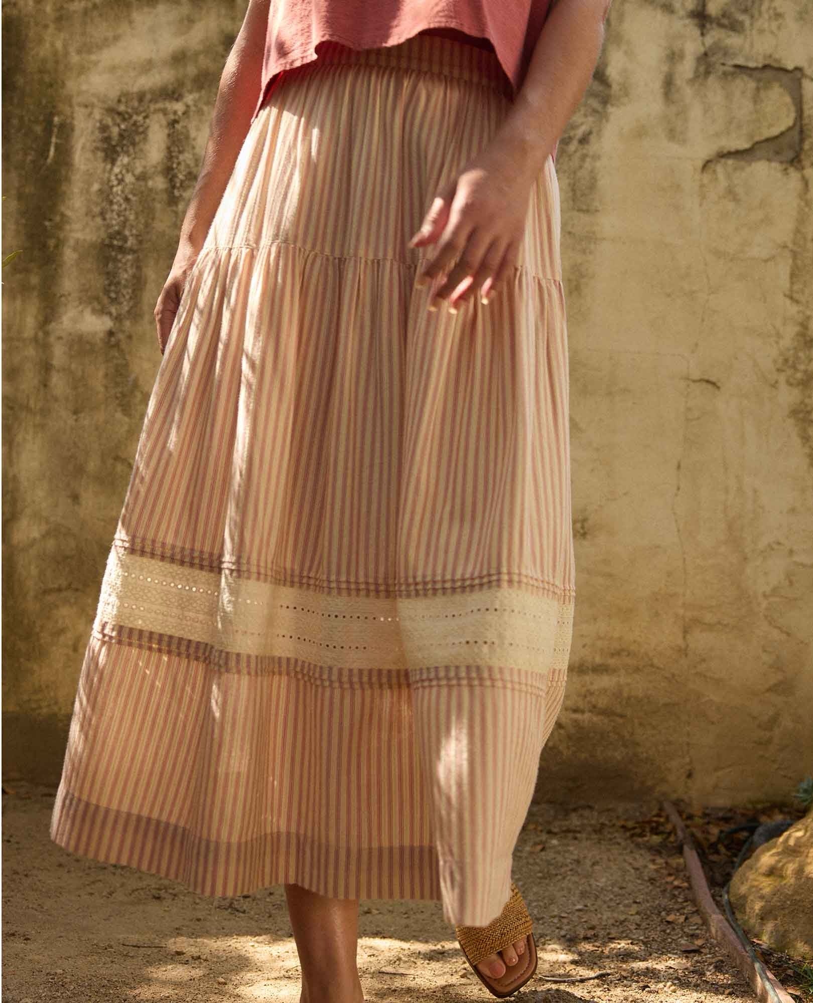 Airscape Midi Skirt - Dusty Cedar Stripe