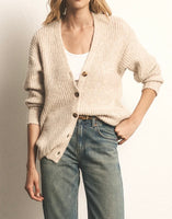 Josie Cozy Cardigan - Light Oatmeal Heather