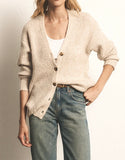 Josie Cozy Cardigan - Light Oatmeal Heather