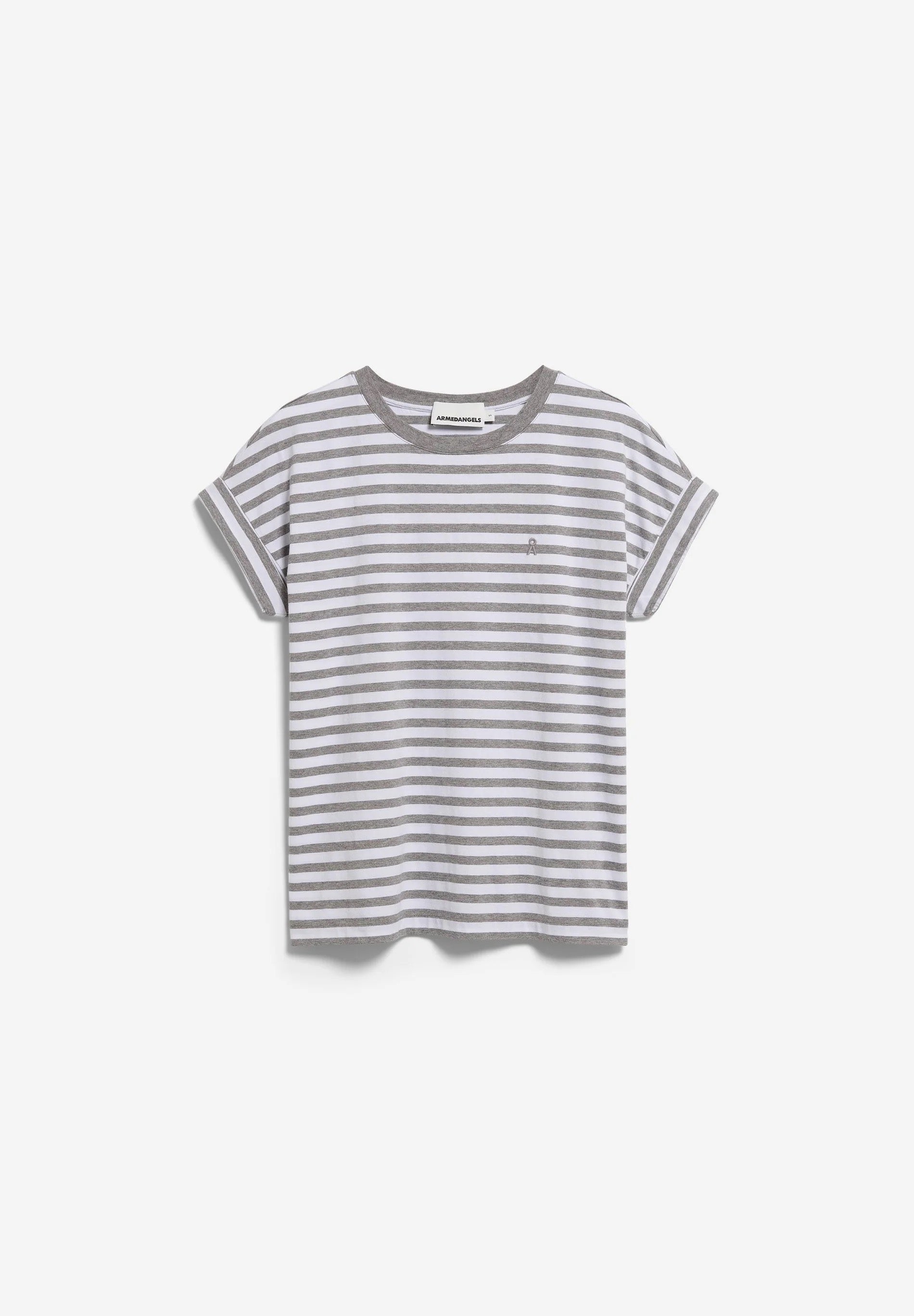 Idaara Stripes T Shirt - White/Silver Melange
