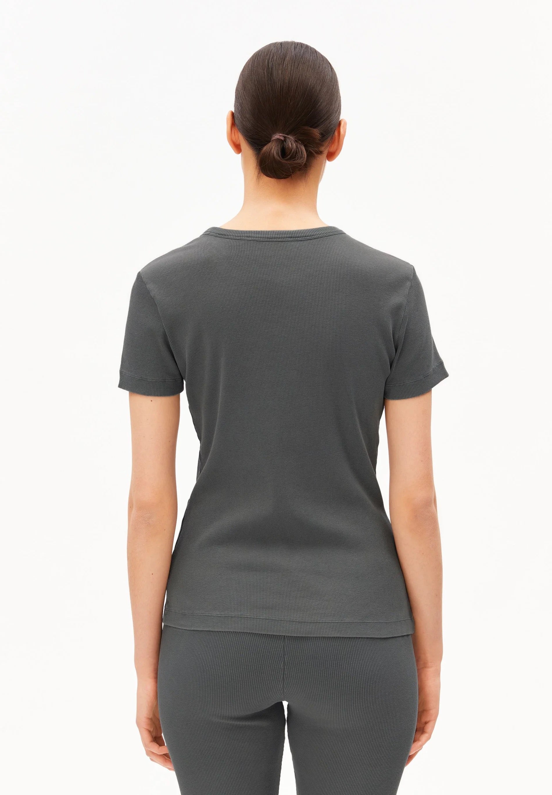 Garment Dyed Rib T Shirt - Space Steel