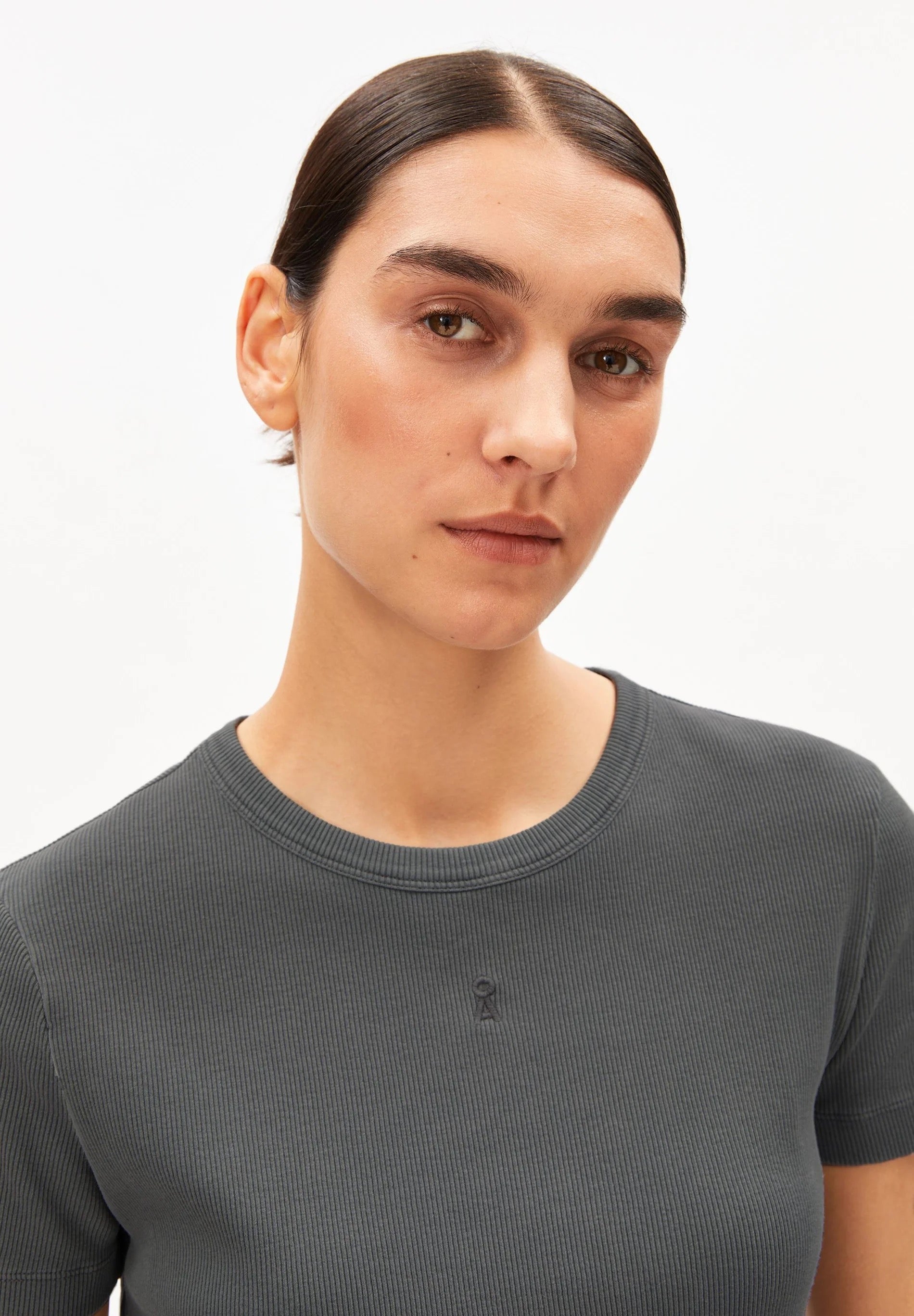 Garment Dyed Rib T Shirt - Space Steel
