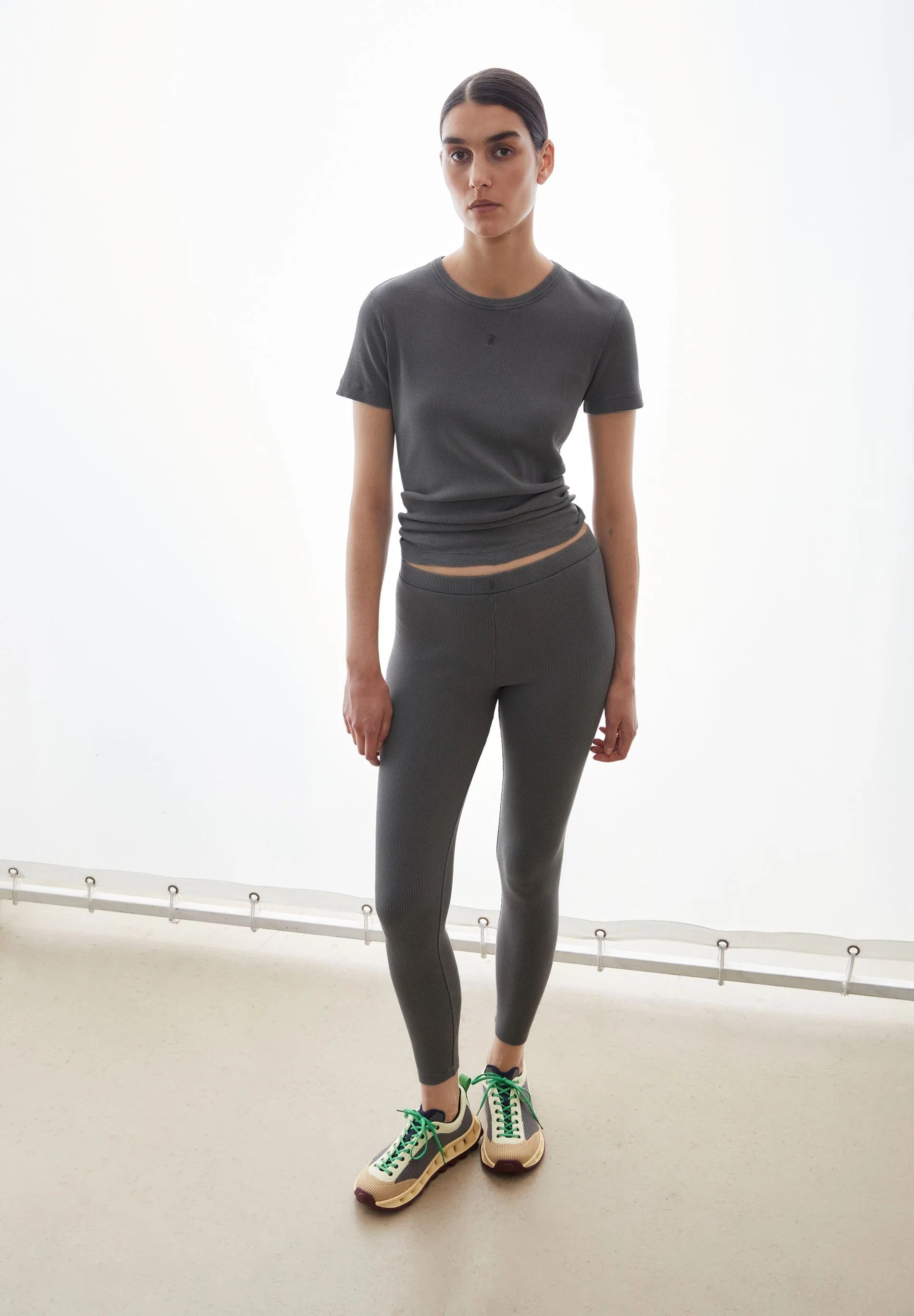 Garment Dyed Rib T Shirt - Space Steel