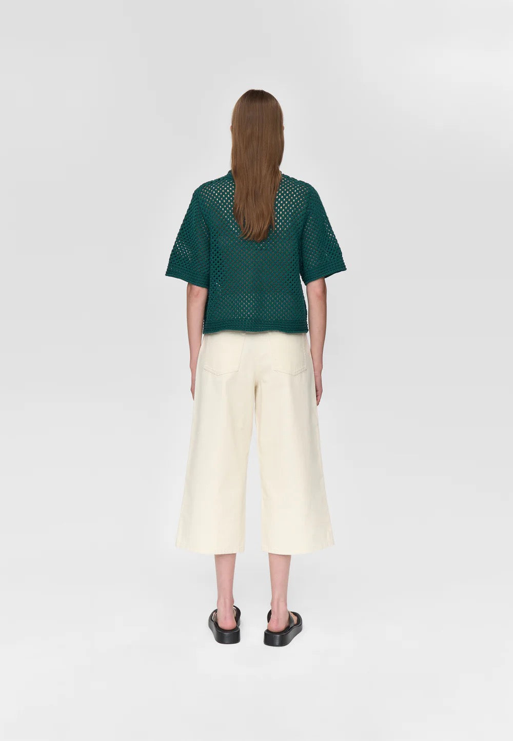 Lily Crochet T Shirt - Botanical Green