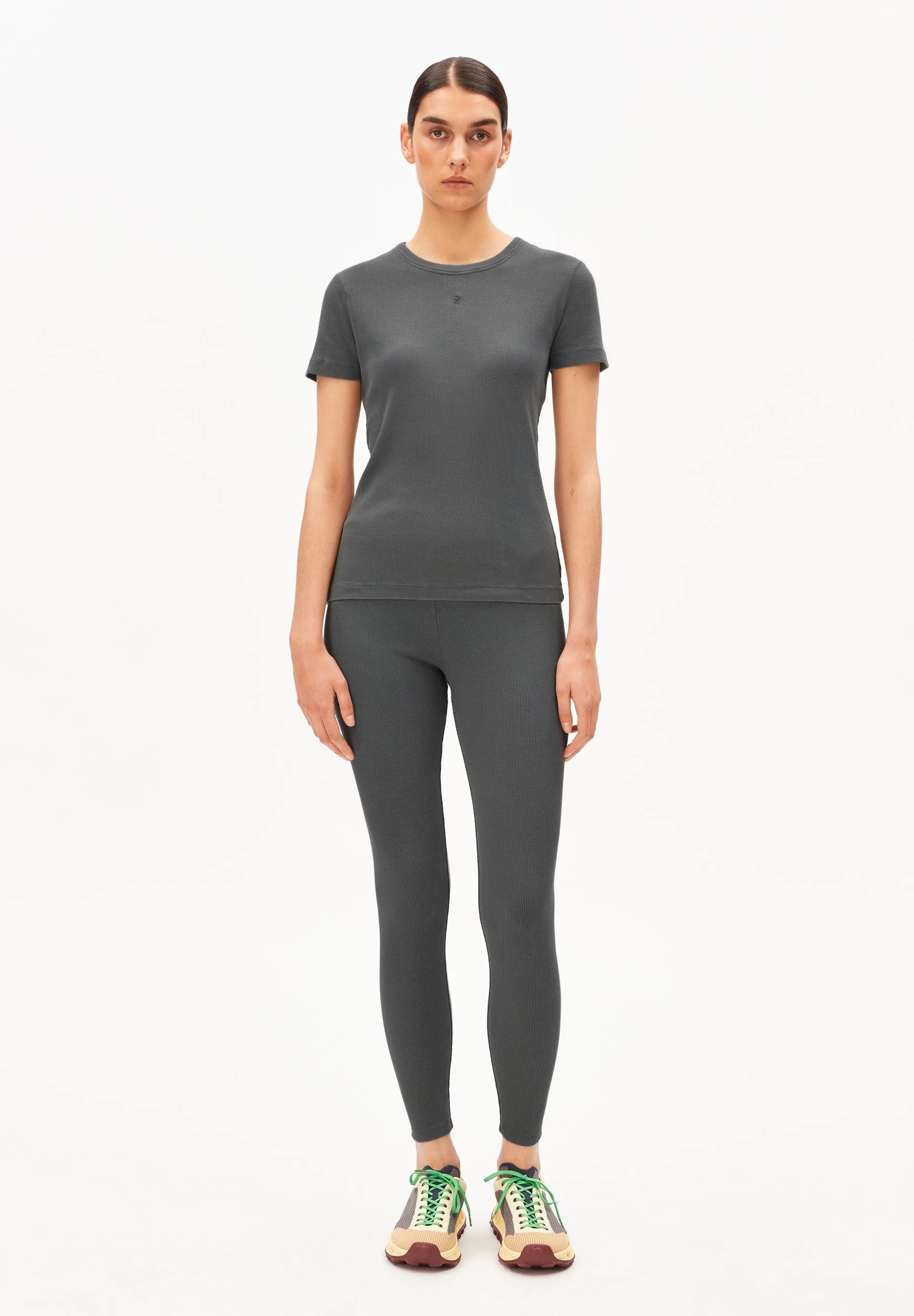 Garment Dyed Rib T Shirt - Space Steel