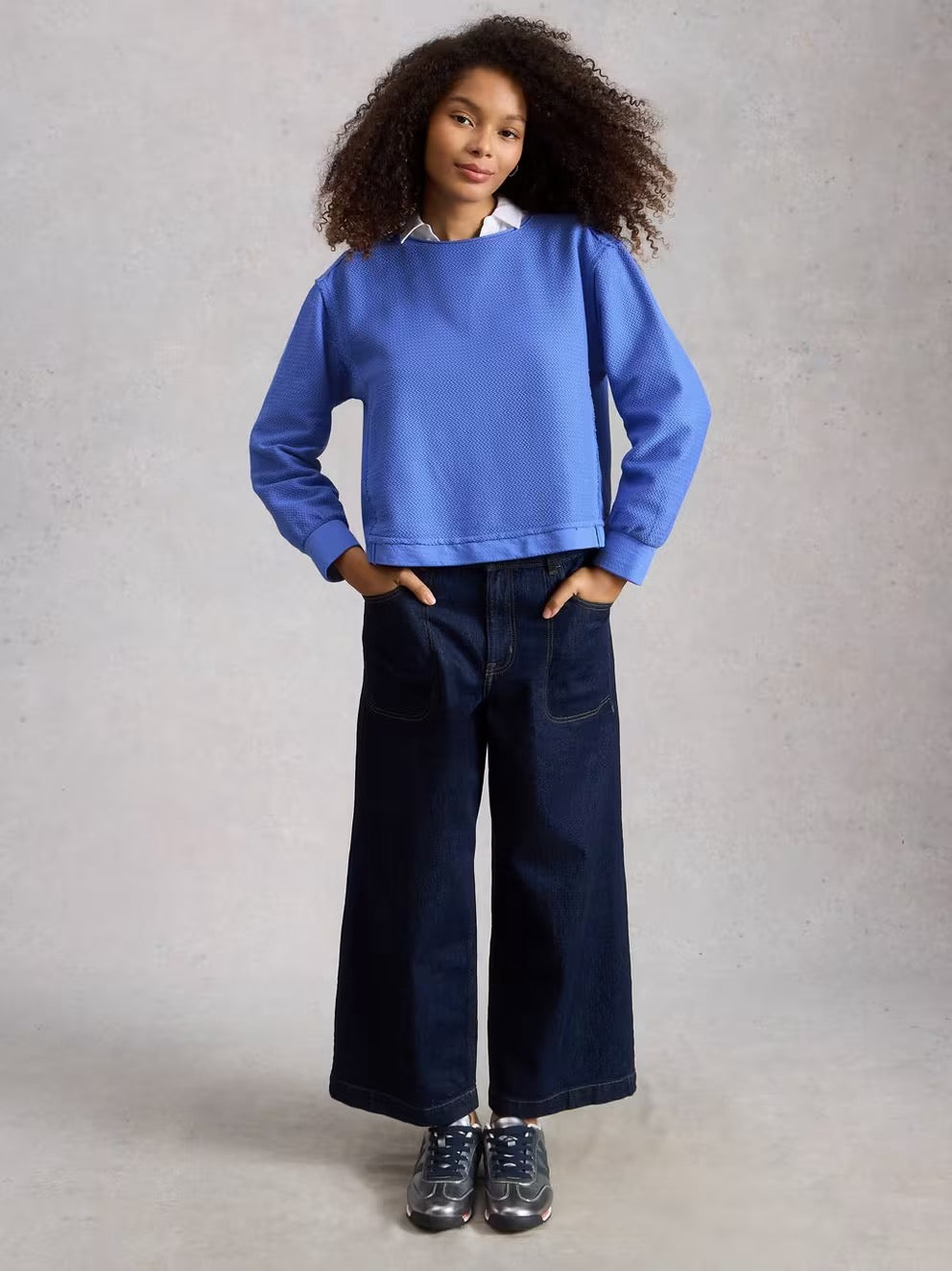 Herringbone Sweatshirt - Bright Blue