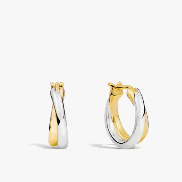 Intertwined Two Tone Huggie Hoop
