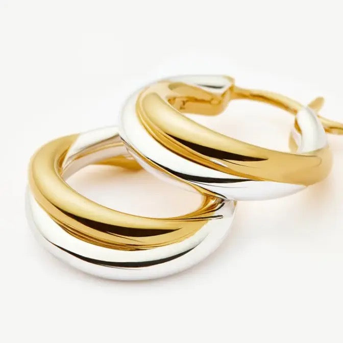 Intertwined Two Tone Huggie Hoop