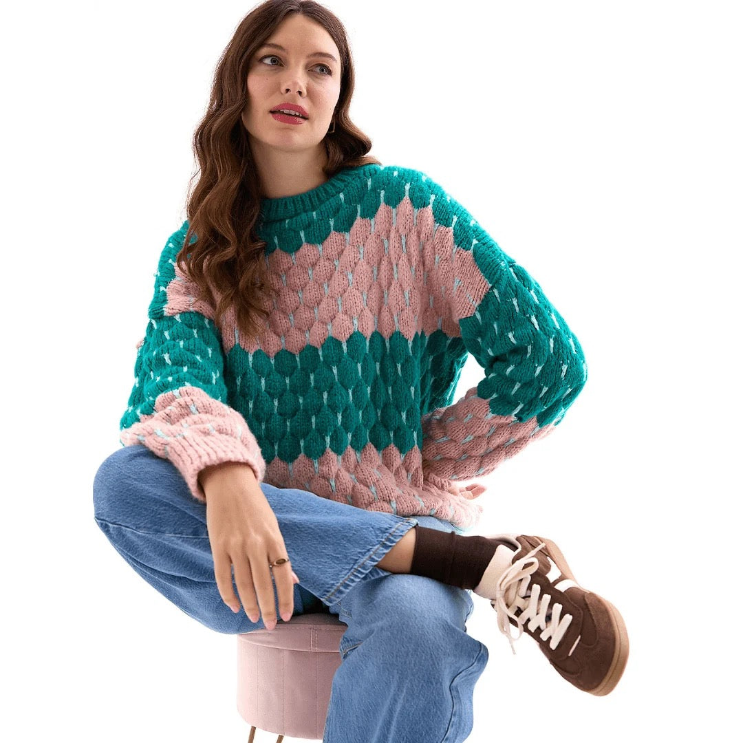 Marissa Sweater - Green/Pink
