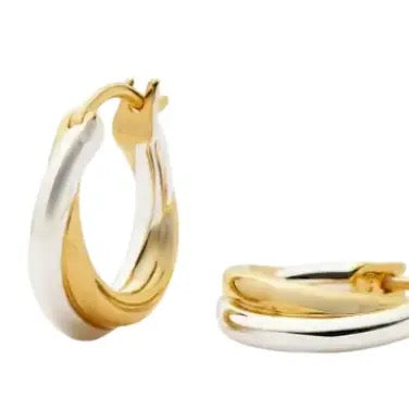 Intertwined Two Tone Huggie Hoop