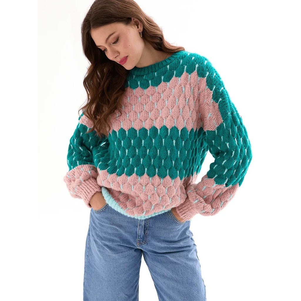 Marissa Sweater - Green/Pink