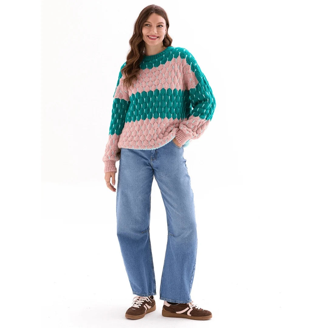 Marissa Sweater - Green/Pink