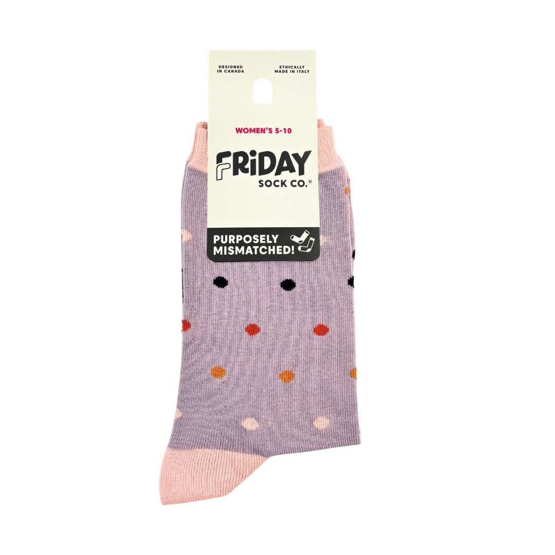 Purple Polka Dot Mismatched Socks