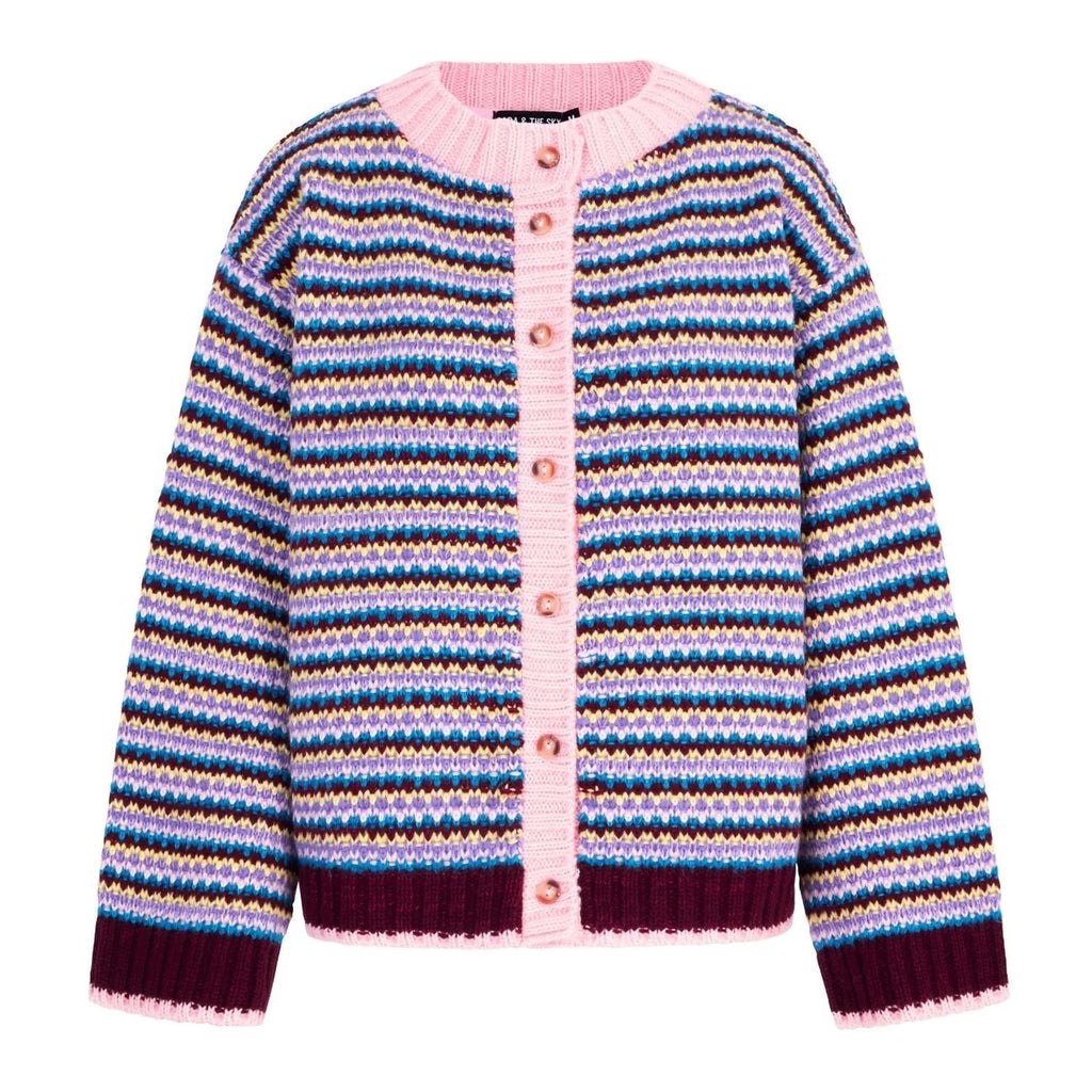 Clarisse Stripe Cardigan - Burgundy