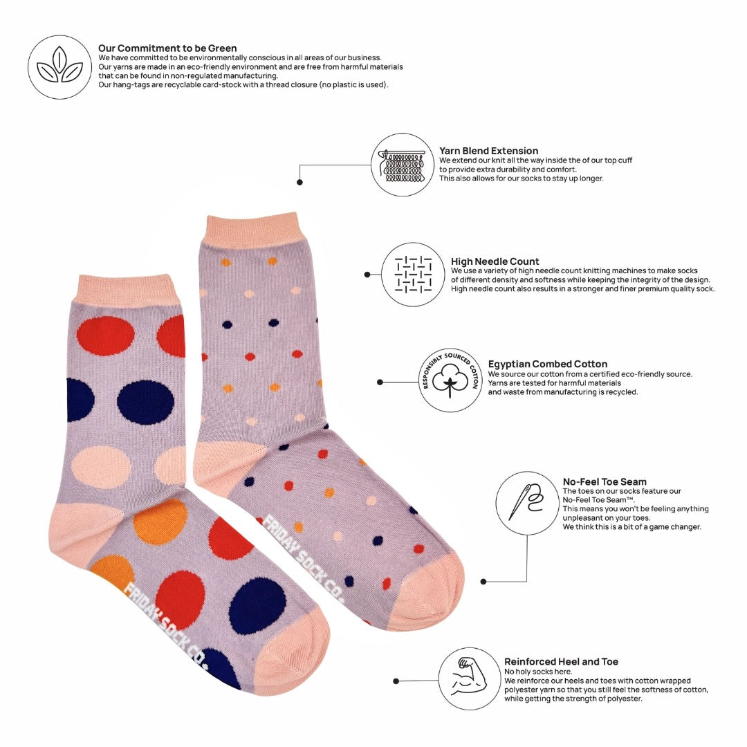 Purple Polka Dot Mismatched Socks