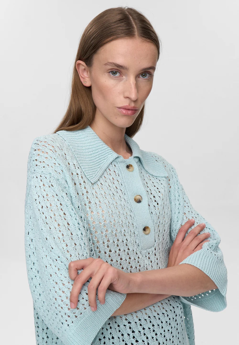 Anabelle Knit Polo - Morning Mist