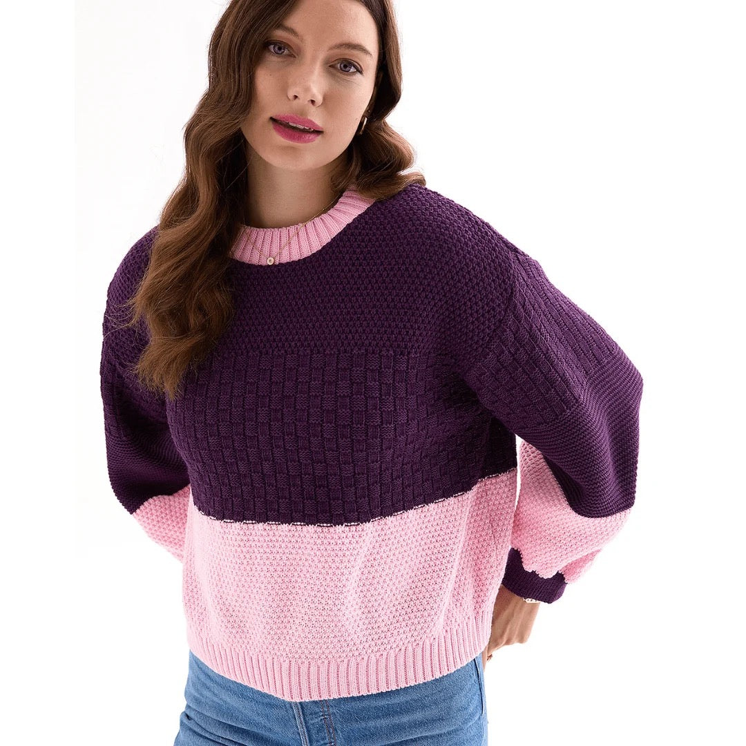 Taz Colourblock Balloon Sleeve Sweater