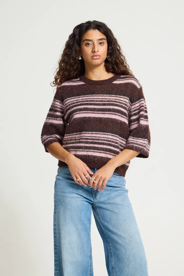 Allo Short Sleeve Pullover - Fudge Stripe