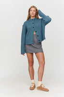 Ribbed Knitted Mockneck Cardigan