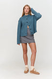 Ribbed Knitted Mockneck Cardigan