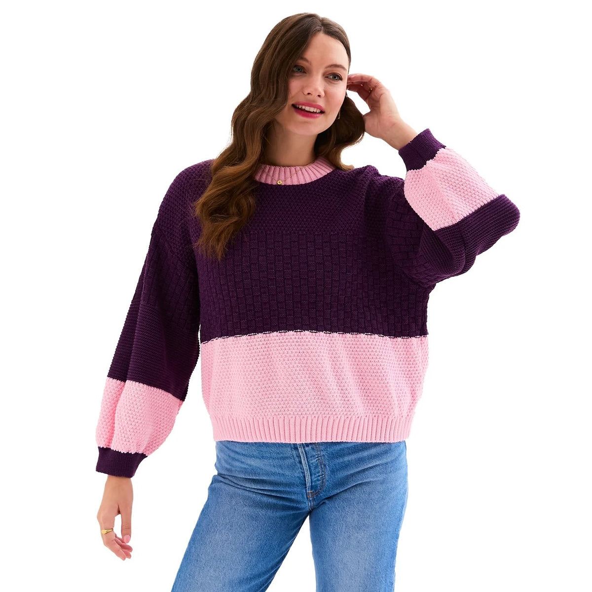 Taz Colourblock Balloon Sleeve Sweater