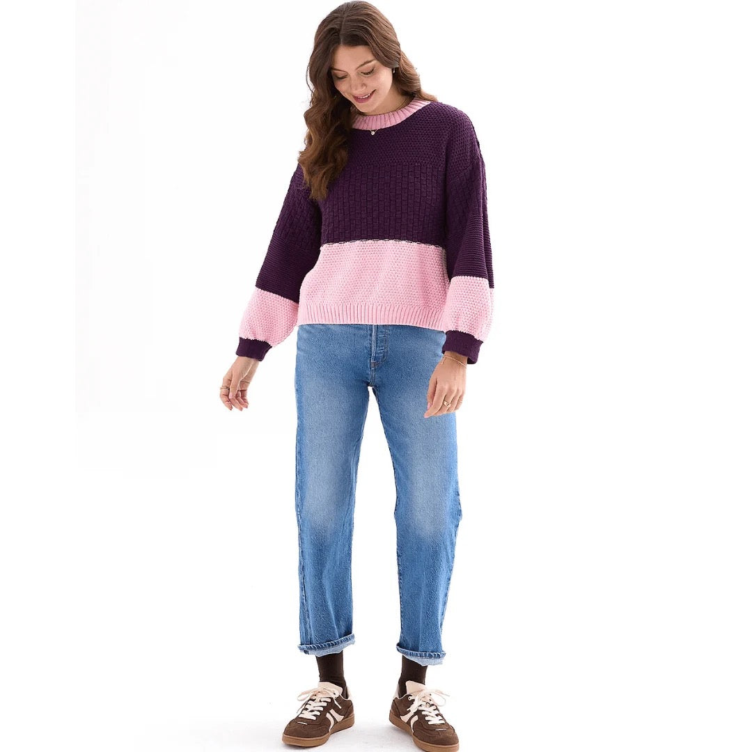 Taz Colourblock Balloon Sleeve Sweater
