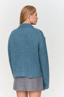 Ribbed Knitted Mockneck Cardigan