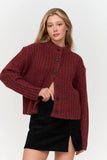 Ribbed Knitted Mockneck Cardigan