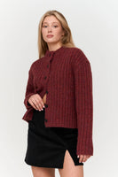 Ribbed Knitted Mockneck Cardigan