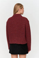 Ribbed Knitted Mockneck Cardigan