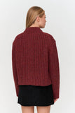 Ribbed Knitted Mockneck Cardigan