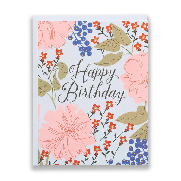 Peachy Floral Birthday Card