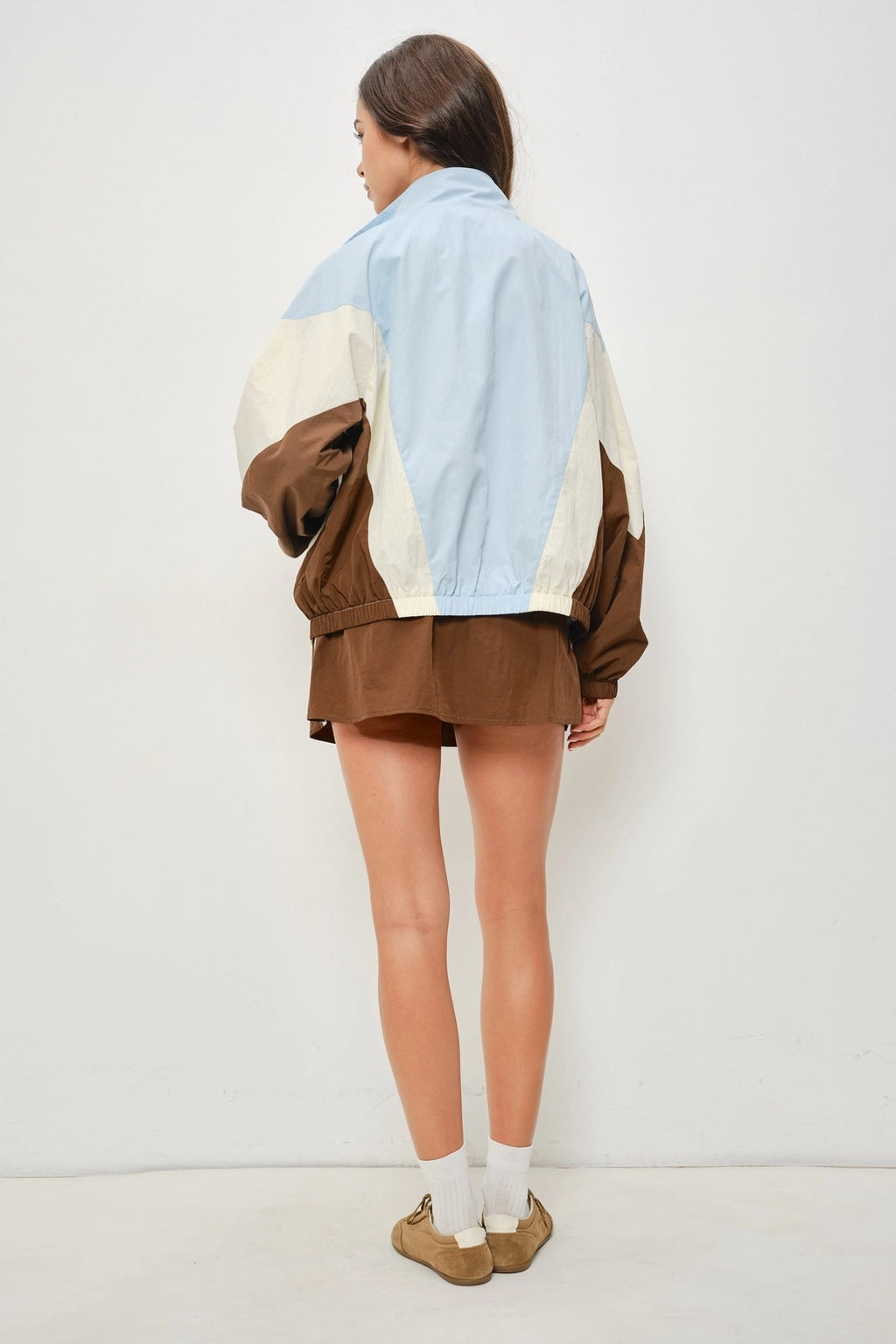 Tabbie Track Jacket - Blue/Cream/Brown