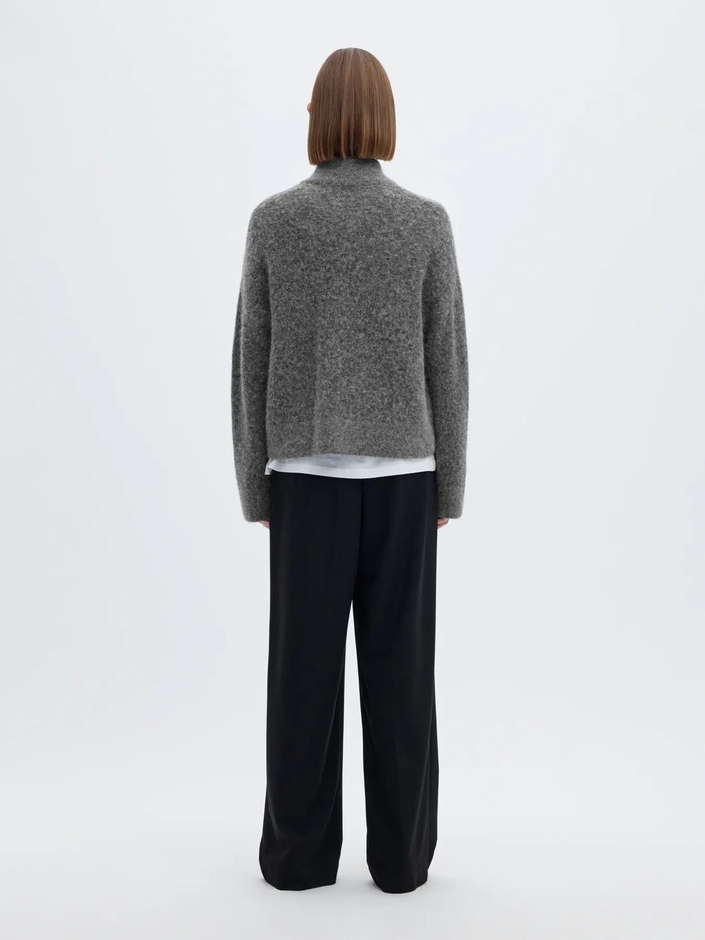 Sia Knit Zip Cardigan - Medium Grey Melange