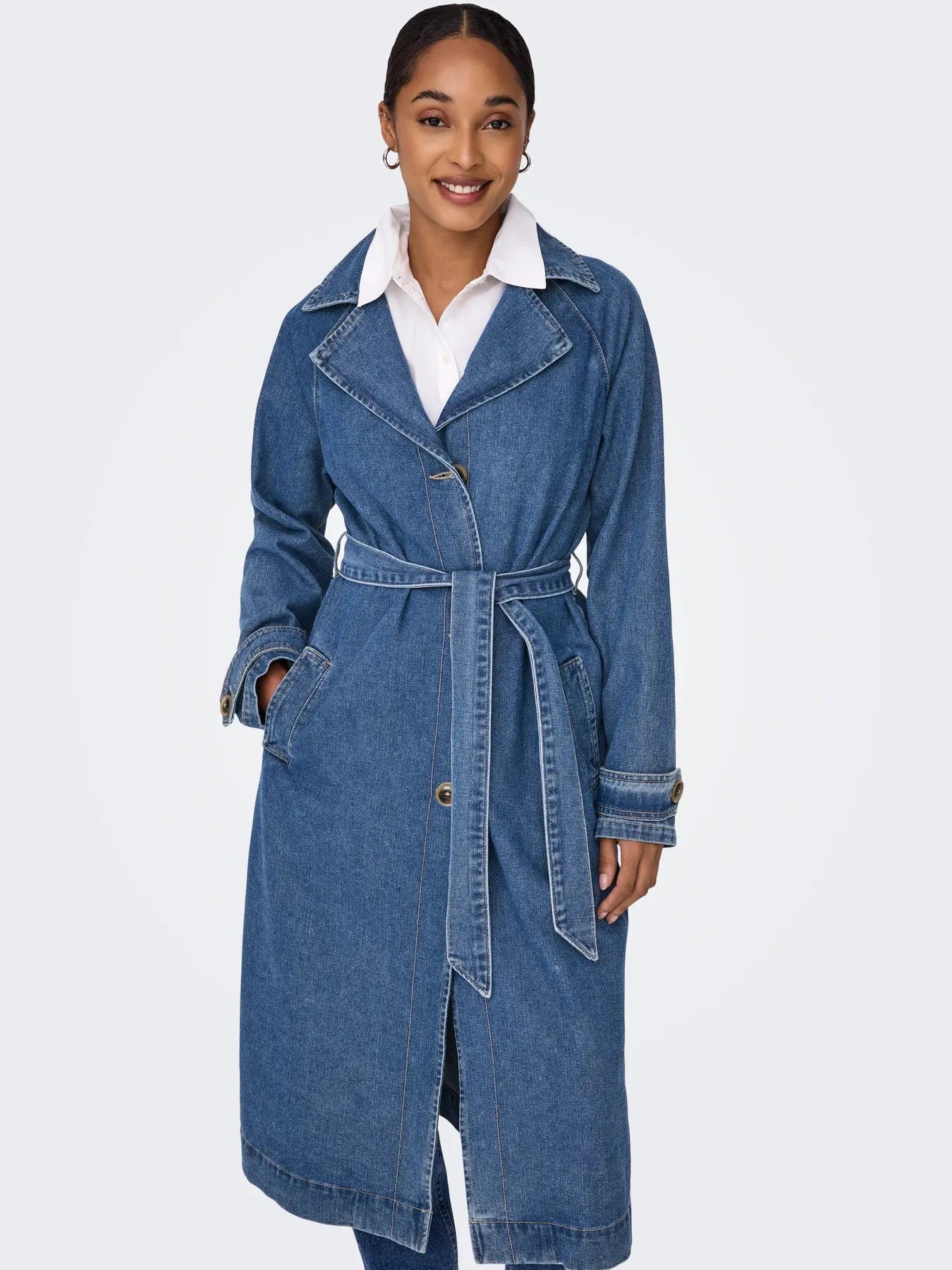 Malou Belted Denim Trench