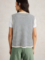 Naria Stripe Linen Vest - Navy Multi