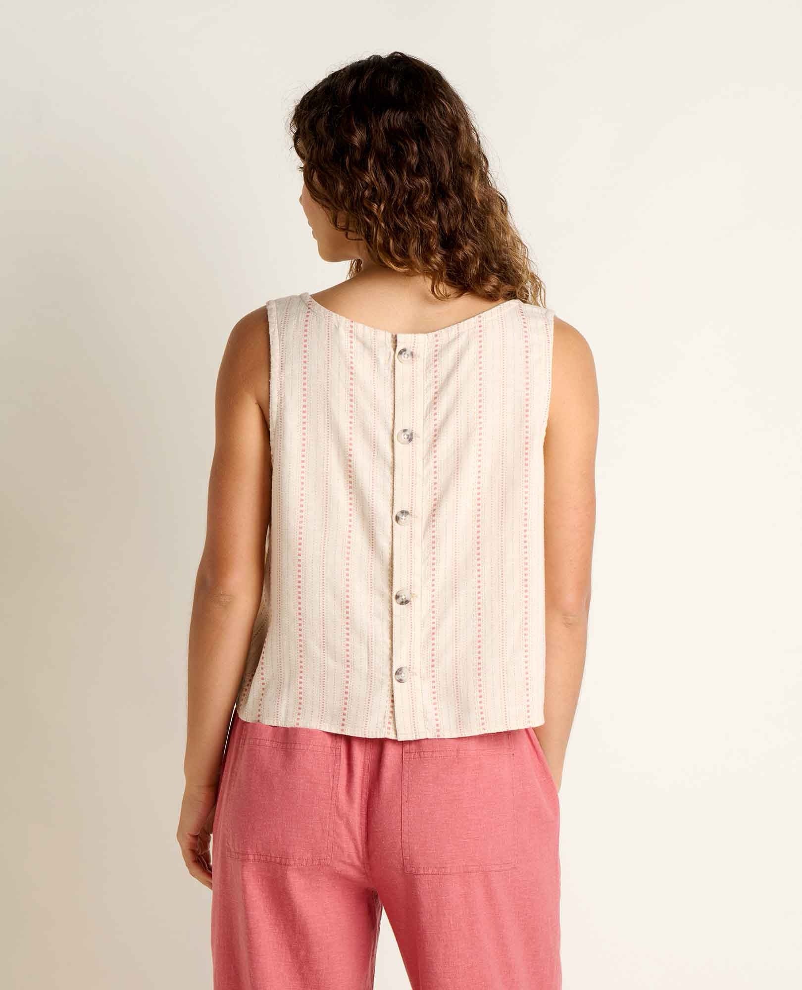 Taj Hemp Button Back Tank - London Fog Dobby