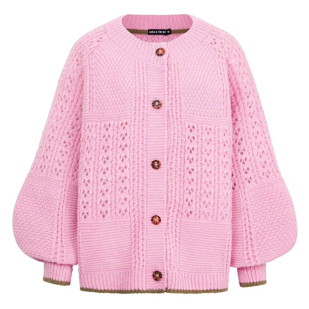 Brigit Ballon Sleeve Pointelle Cardigan