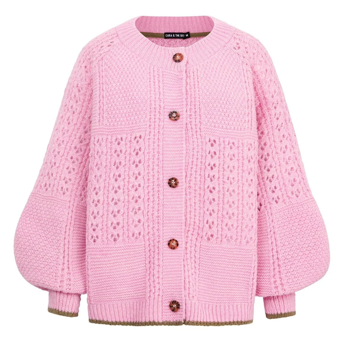Brigit Ballon Sleeve Pointelle Cardigan