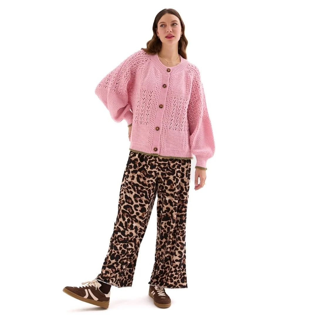 Brigit Ballon Sleeve Pointelle Cardigan