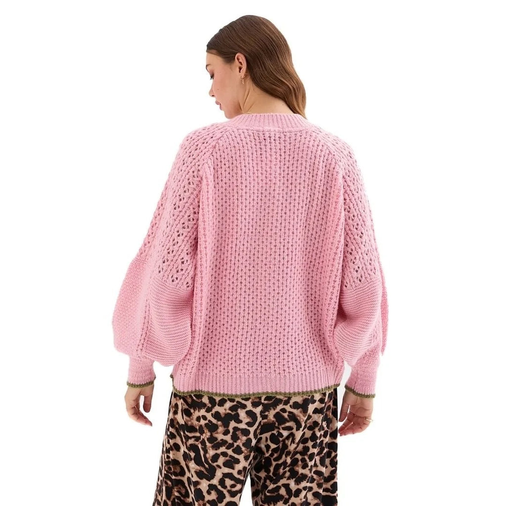 Brigit Ballon Sleeve Pointelle Cardigan