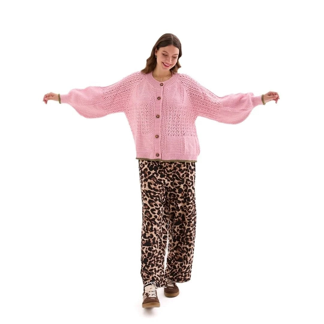 Brigit Ballon Sleeve Pointelle Cardigan