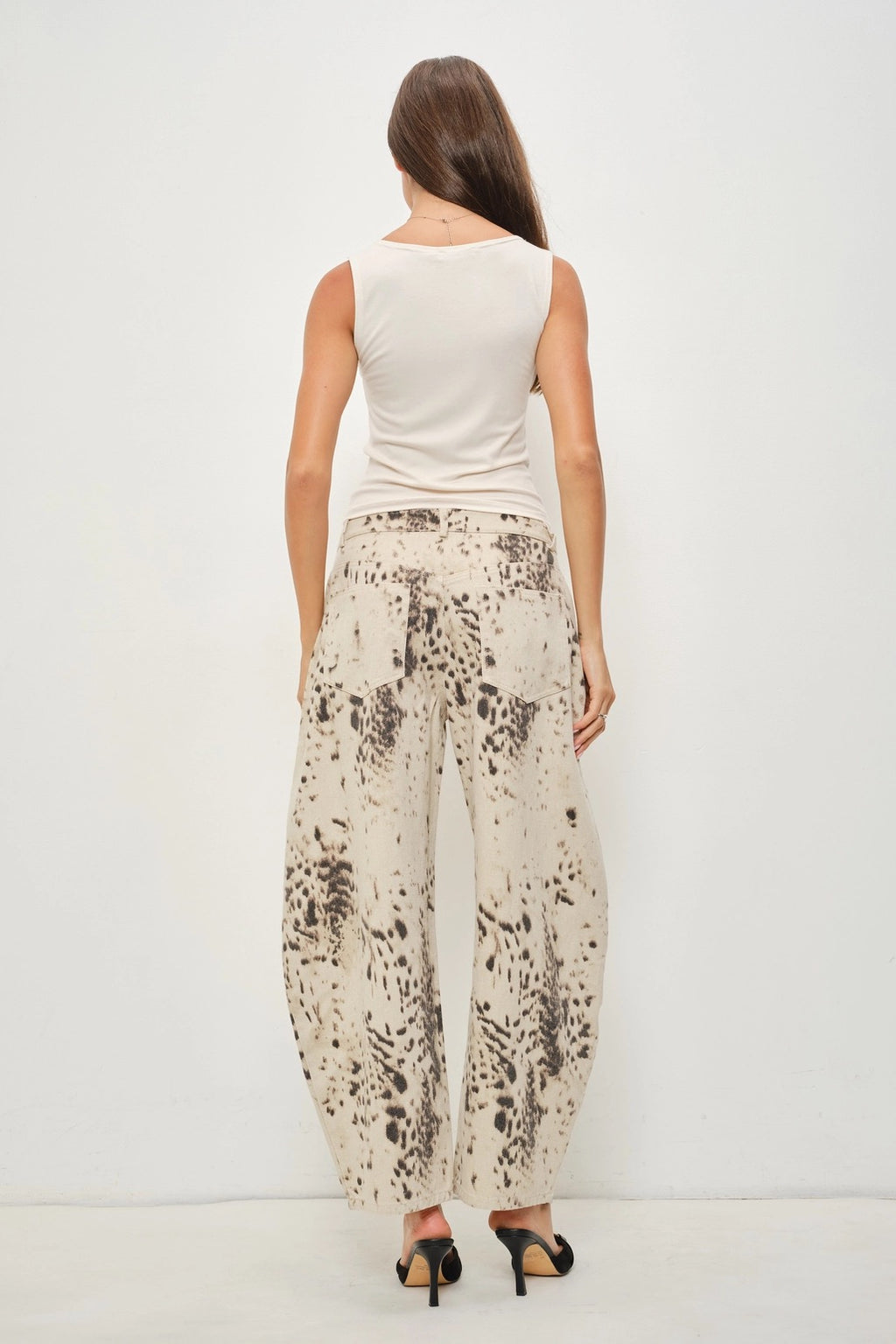 Risa Twill Snow Leopard Barrel Pant