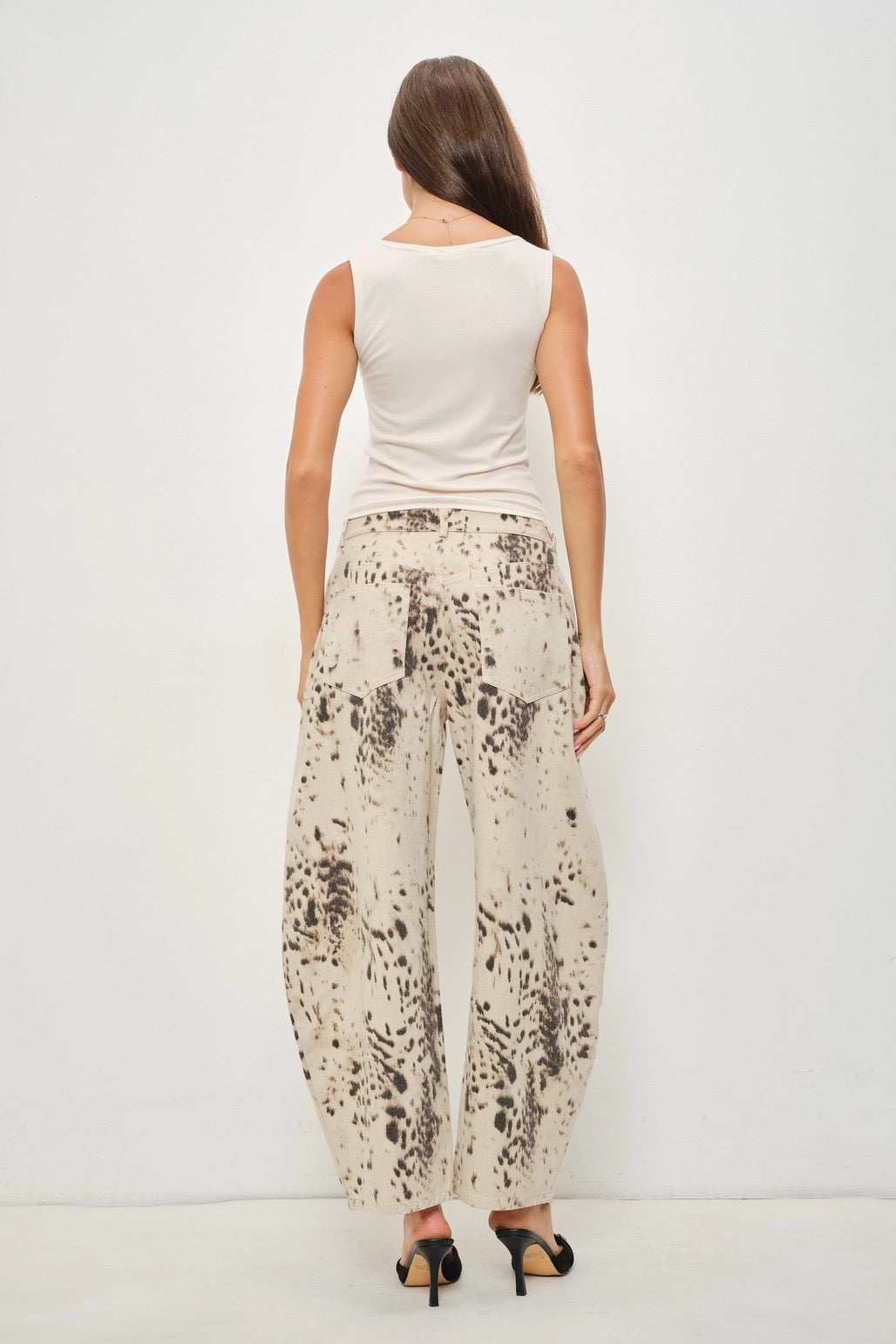 Risa Twill Snow Leopard Barrel Pant