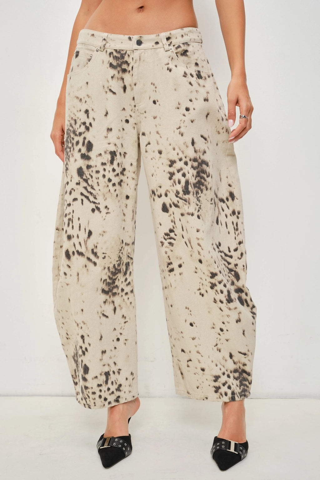 Risa Twill Snow Leopard Barrel Pant