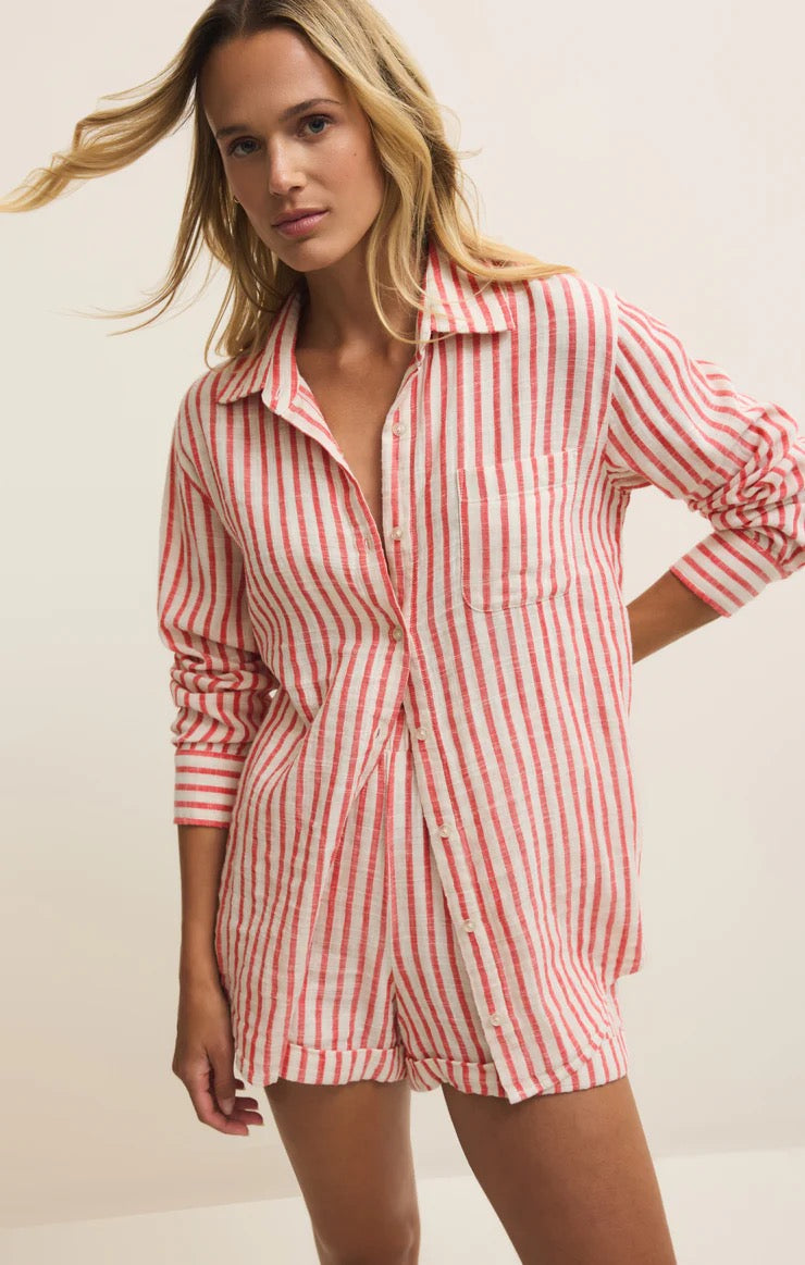 Saturdays Stripe Shirt - Crimson Crush