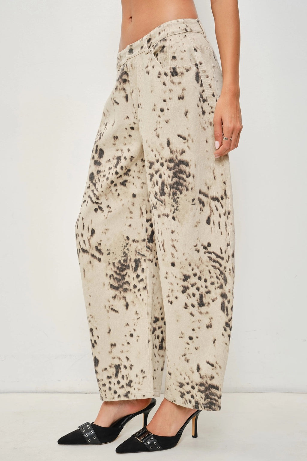 Risa Twill Snow Leopard Barrel Pant