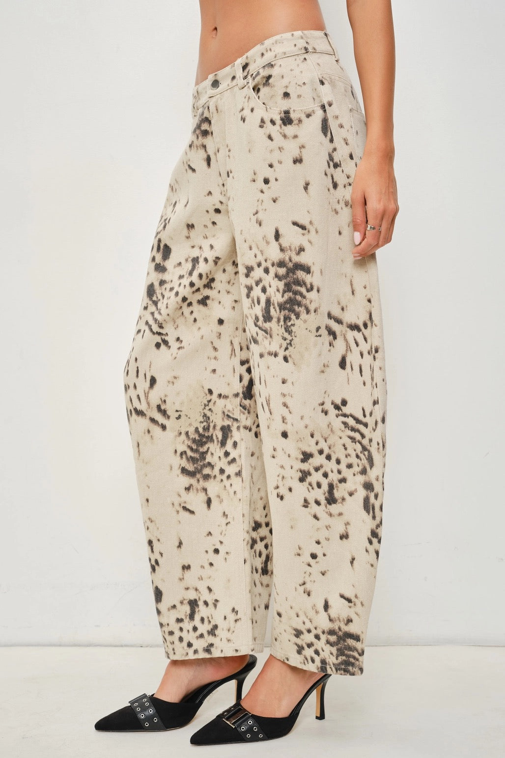Risa Twill Snow Leopard Barrel Pant
