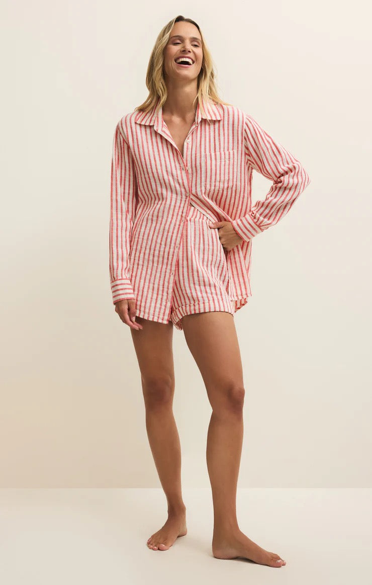 Saturdays Stripe Shirt - Crimson Crush