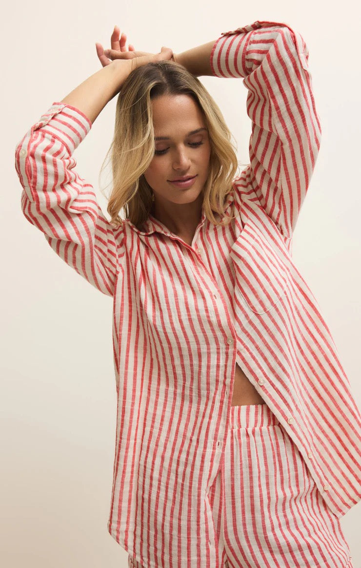 Saturdays Stripe Shirt - Crimson Crush